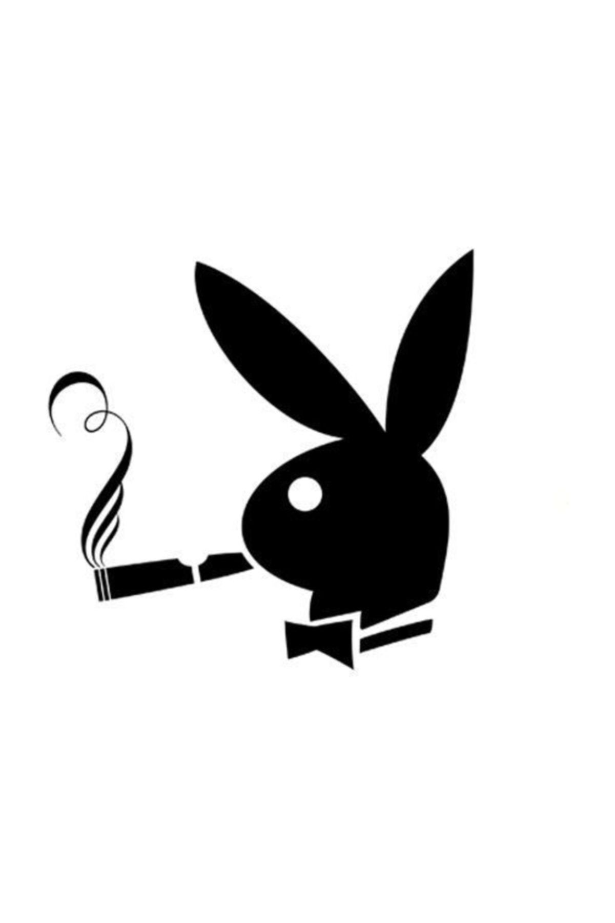 sigara icen playboy simgeli tavsan oto sticker armasi