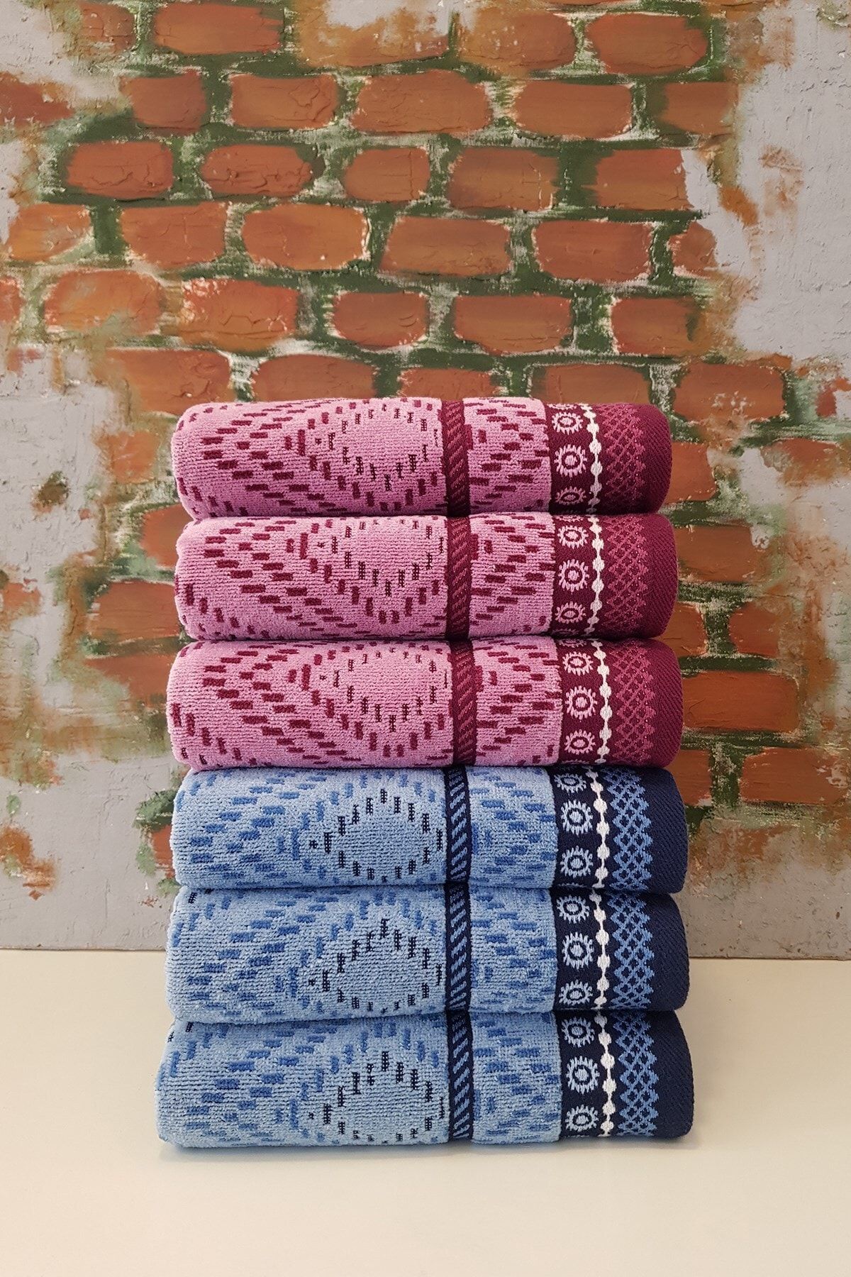 Pink geometric 2025 towels