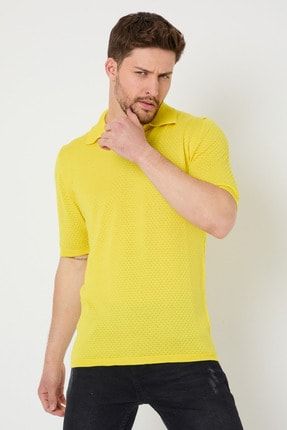Erkek Sarı Triko Polo Yaka T-shirt-poloyak002r02s POLOYAK002