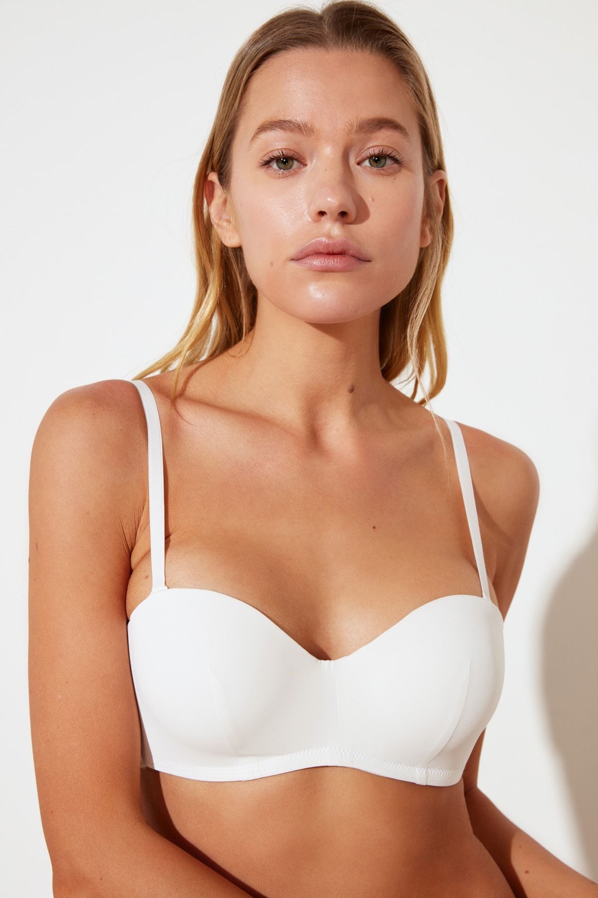 Trendyol Collection White Push Up Whole Cup Balconette Knitted Bra  THMSS21SU0107