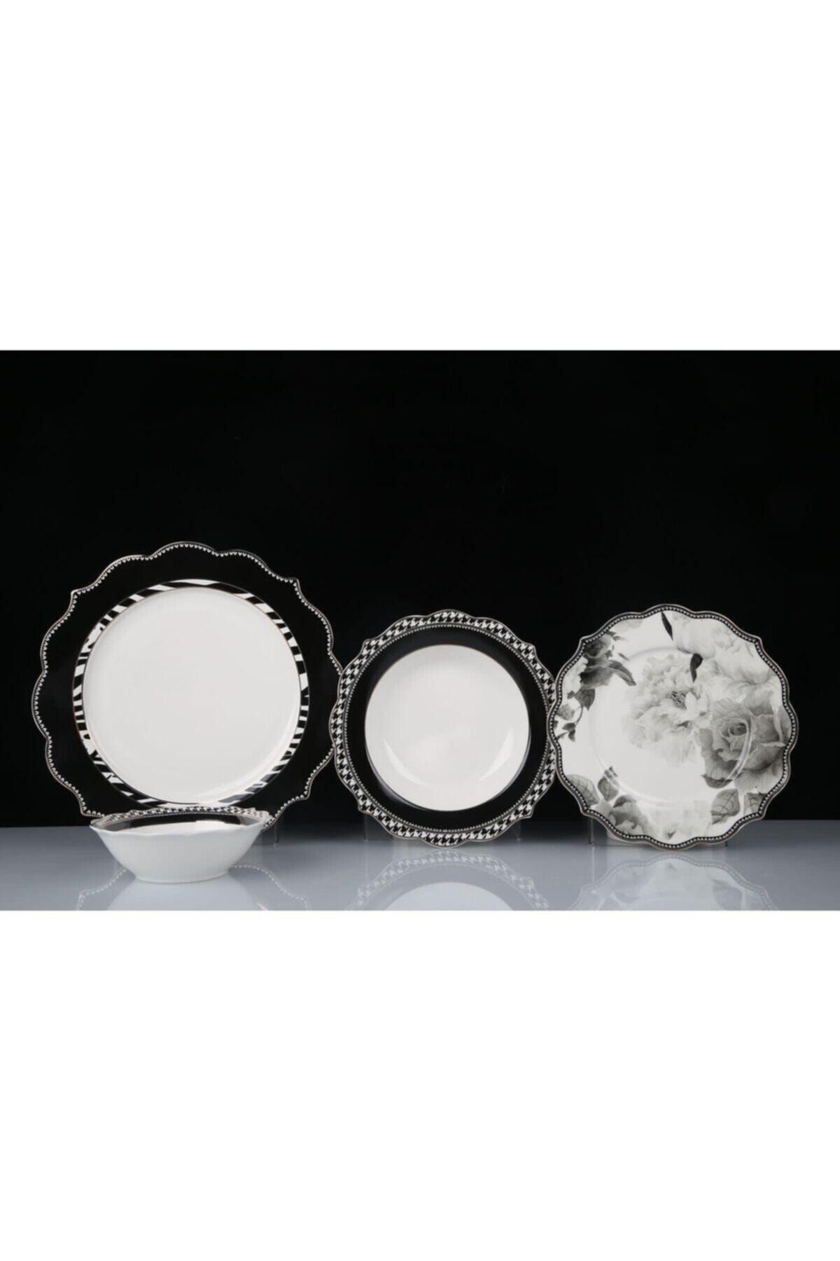 Pink&More Yemek Takımı Black Rose 6 Kişilik 24 Parça