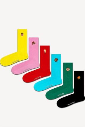 Unisex Renkli Yemekler Nakışlı Çorap Set 8682750102344