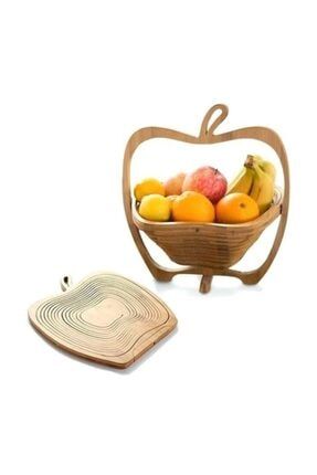 Fruit Basket Katlanabilir Ahşap Meyve Sepeti Elma Figürlü Küçük Boy MK-AHS1013