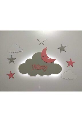 Çocuk Odası Dekoratif Ahşap Işıklı Bulut Gece Lambası Ledli Aydınlatma Seti fbrkahsp0380