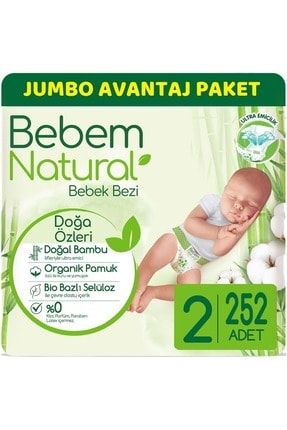 Bebem Bebek Bezi Natural Jumbo Avantaj Pk Beden:2 (3-6kg) Mini 252 Adet PAKETBEBEM012
