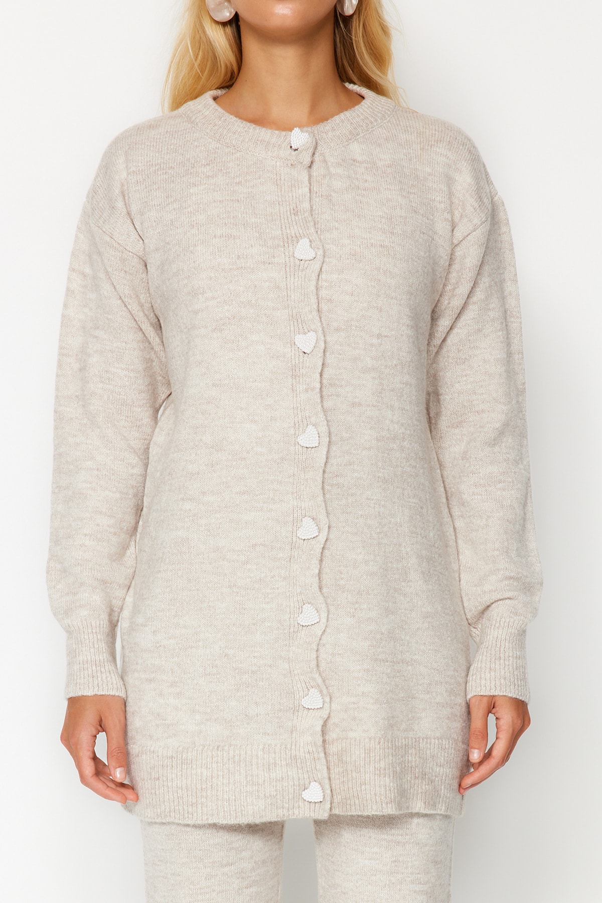 Trendyol Modest Zestaw spodni rozpinanych z dzianiny w kolorze kamiennej perł...