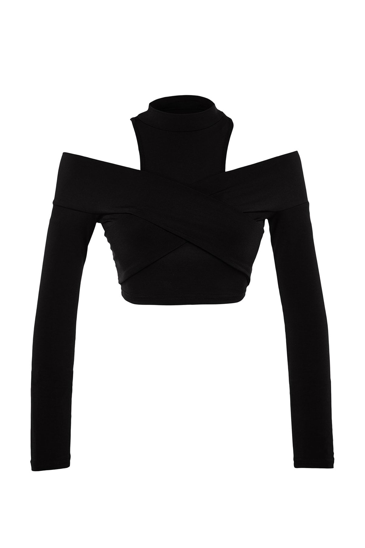 Trendyol Collection-Чорна блуза з детальним вирізом TPRAW24BZ00026 7