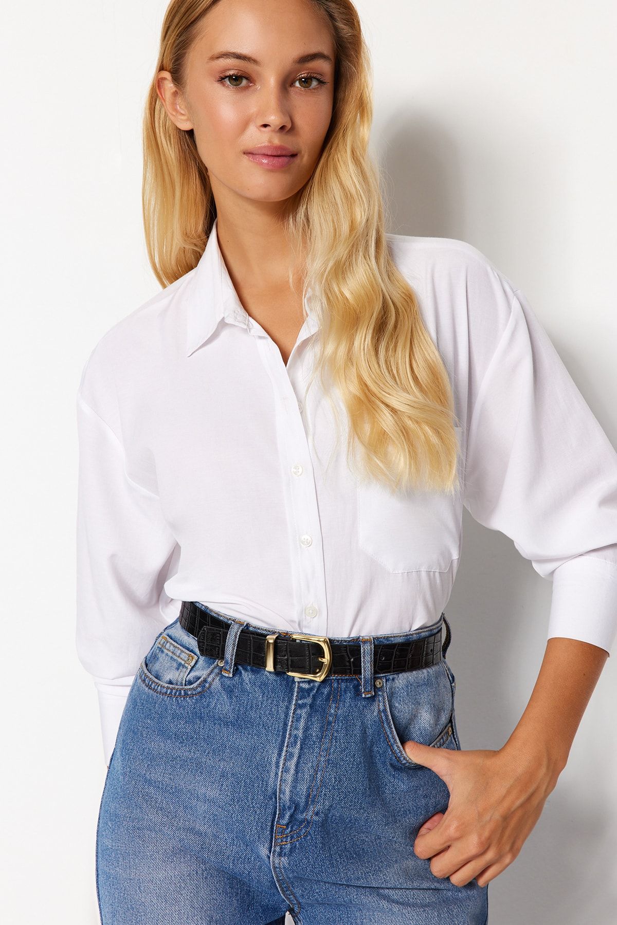 Trendyol Collection-Schwarzer und hellbrauner Damengürtel in Kroko-Look – 2er-Pack TWOAW24KE00030 5