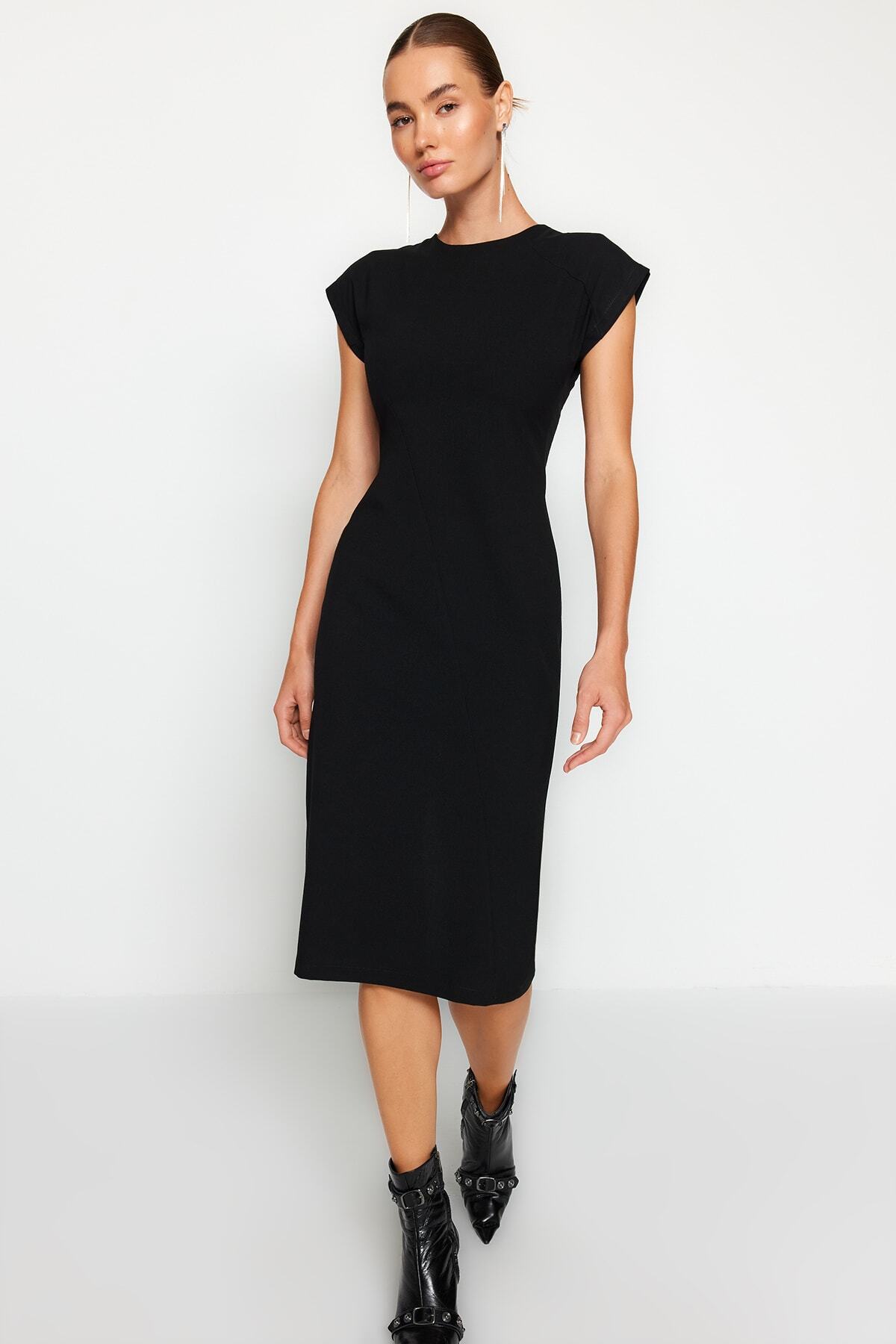 Trendyol Woman Midi Skater Fitted Weaving Dress Vestito Donna