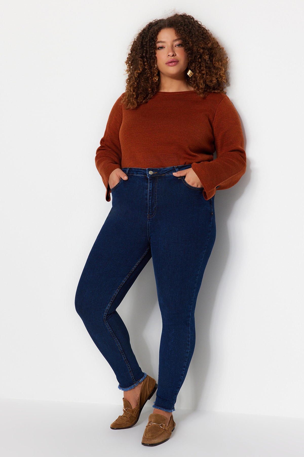 Trendyol Curve Damen Blau Große Größen In Jeans Skinny Für - Größe 46