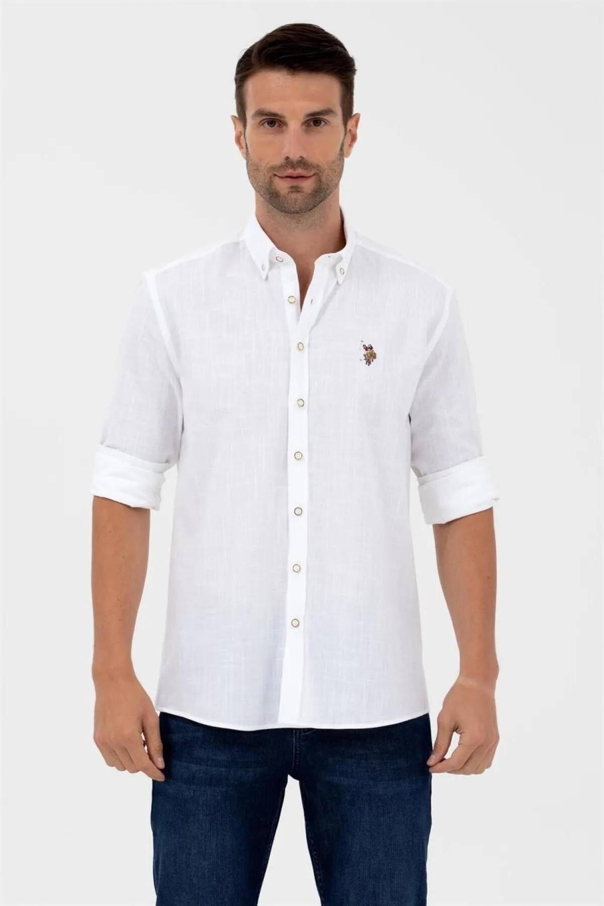 U.S. Polo Assn. Us Polo Assn G081Gl004-1570318 Erkek Dokuma Gömlek — سفید G081GL004-1570318