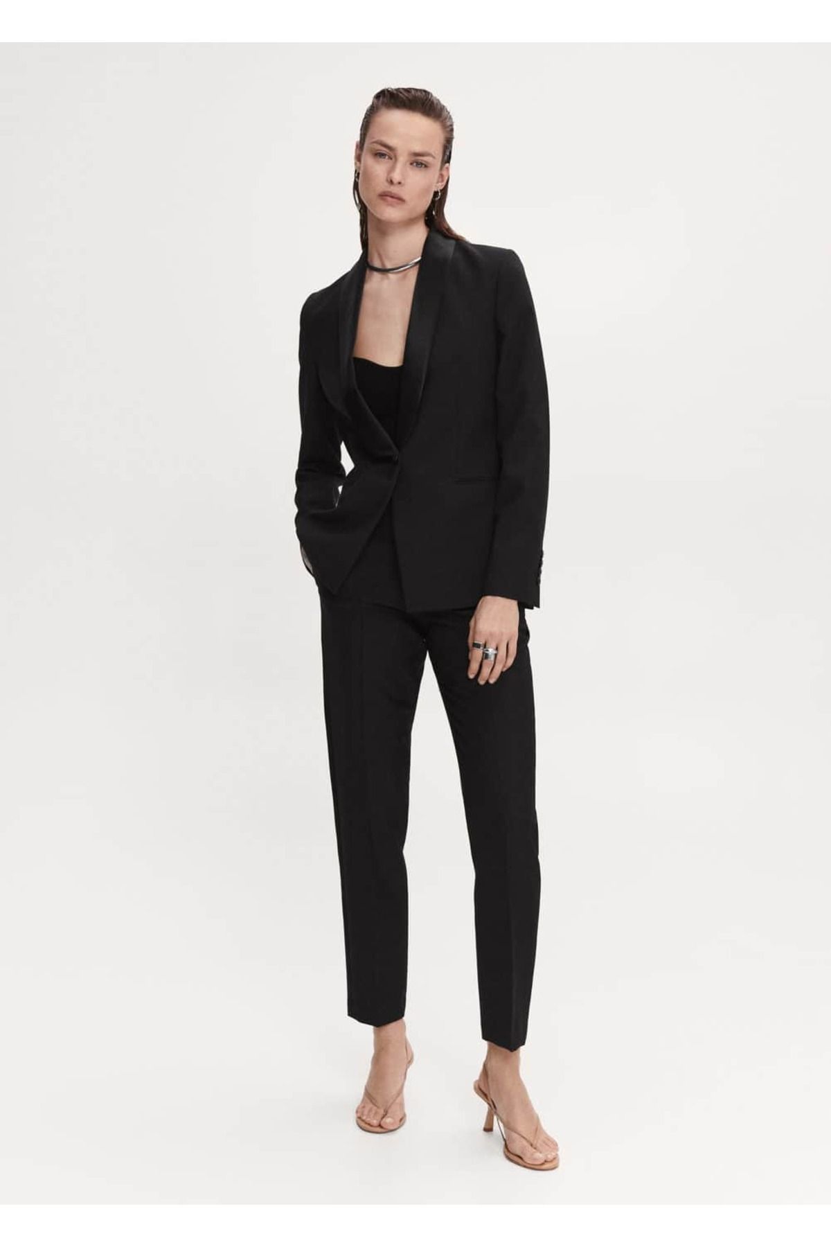 MANGO Woman-Satin Collar Blazer Jacket 2