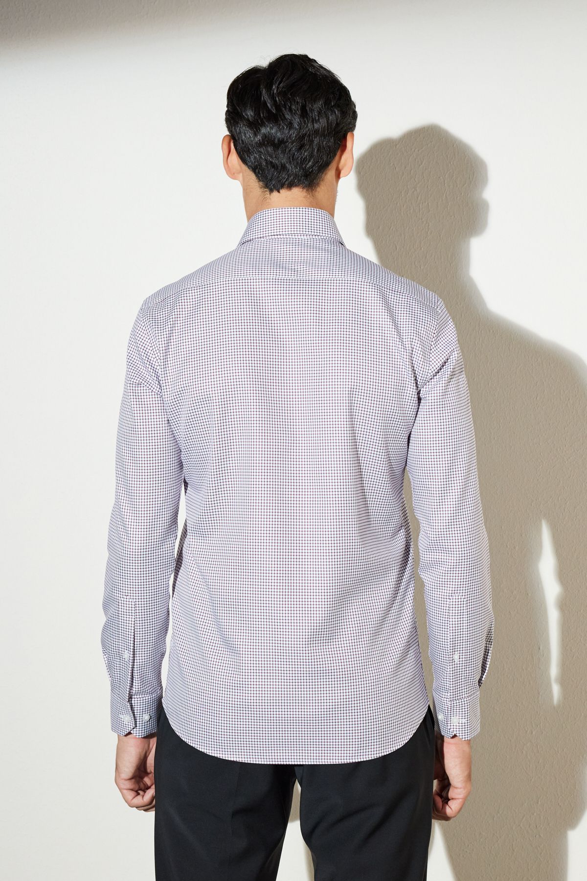 BROOKS BROTHERS-Koszula męska w kolorze bordowo-białym, slim fit, kołnierzyk włoski, 100% bawełny, nadruk 6
