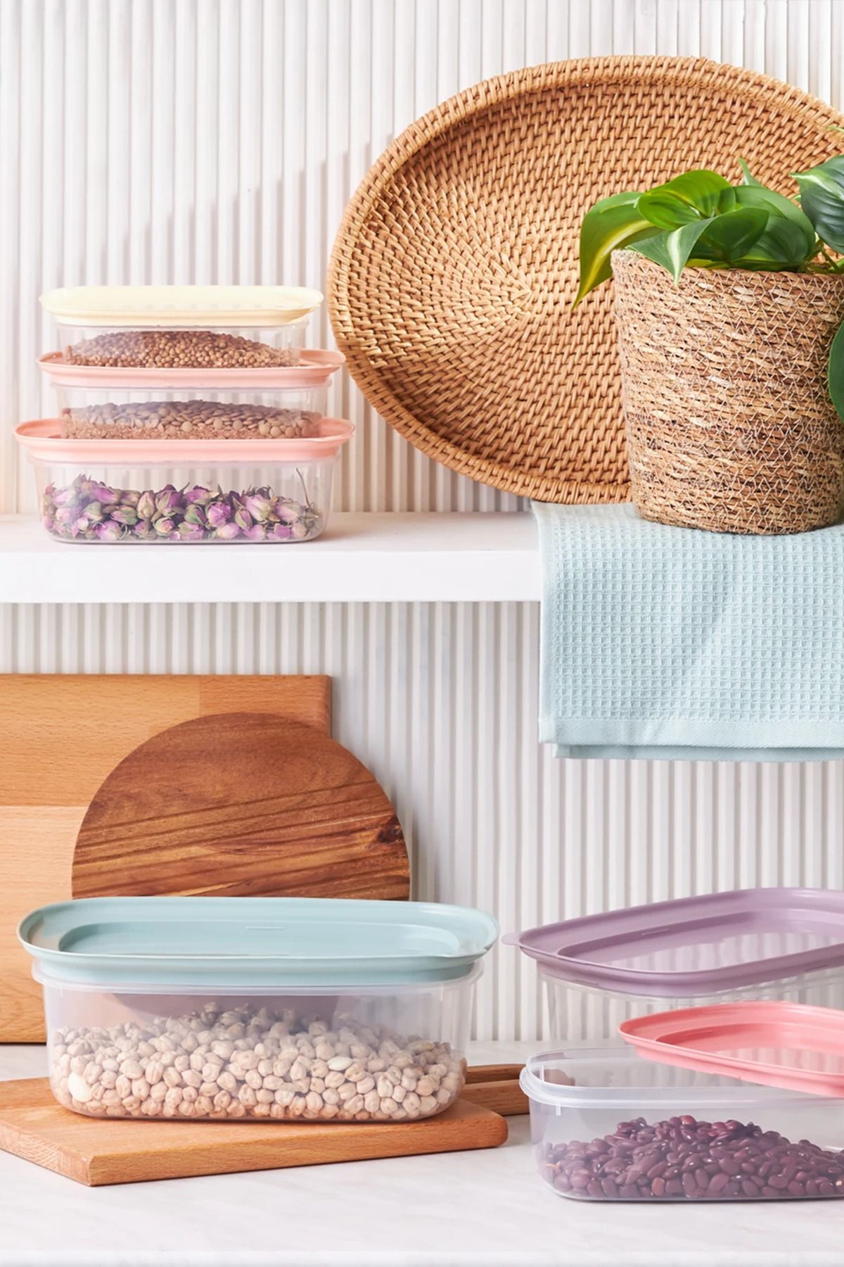 Melkan Home-Storage Containers 6-Piece Colorful Storage Containers with Lids Rectangular Storage Container Set 6