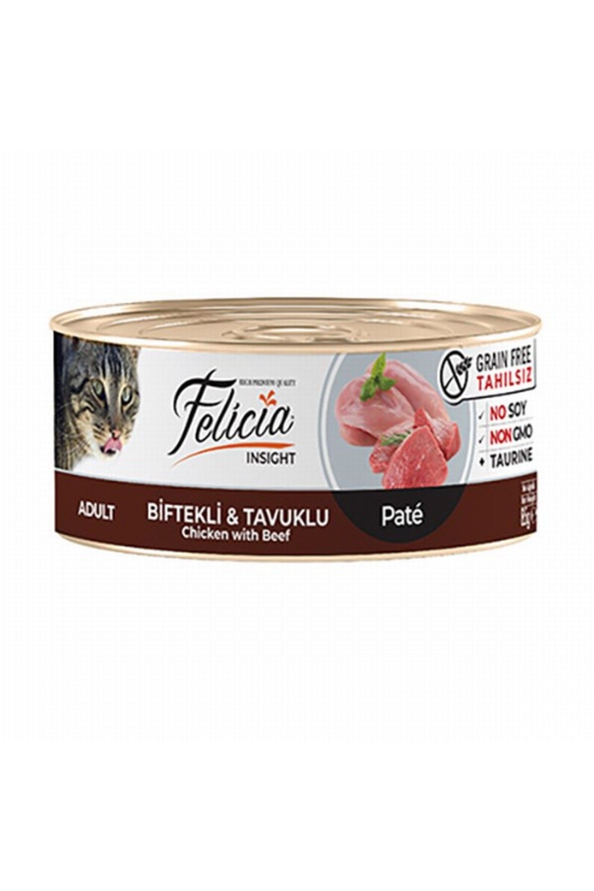 Felicia Tahılsız Biftekli Tavuklu Kıyılmış Yetişkin Kedi Konservesi 85 gr