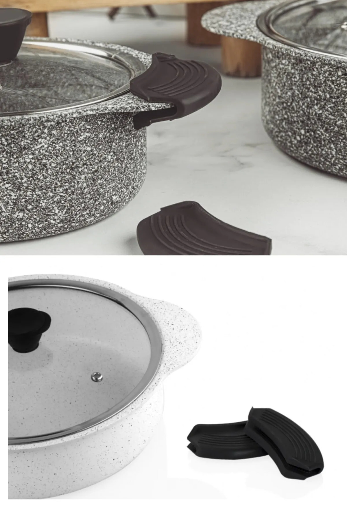 4 Adet Silikon Tutacak Tencere Tava Tutmaç Sap 9x4 cmMikrodalga Fırın Tutacak Yanmaz Yapışmaz LGY-00551 - 