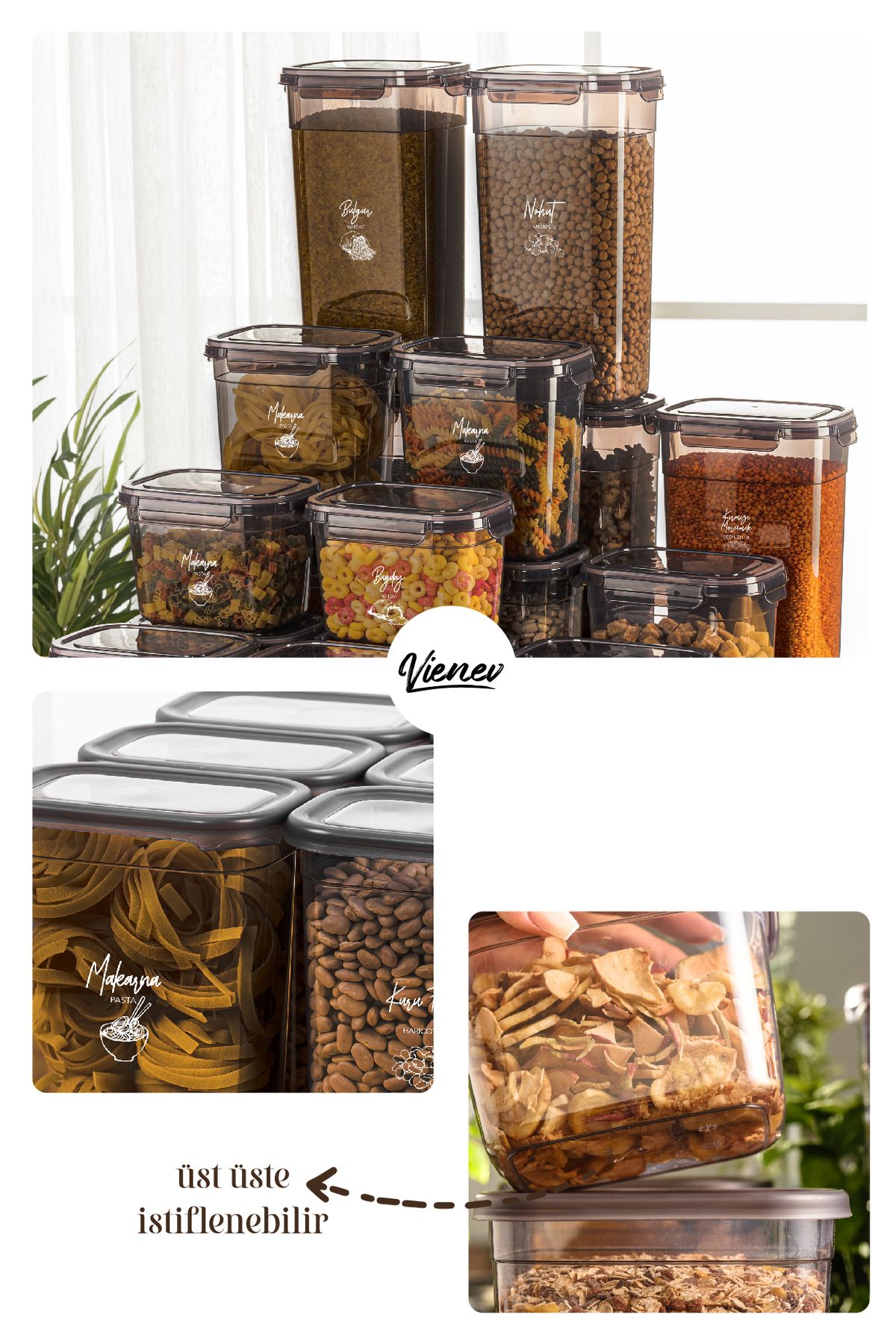 Vienev-6-Piece 0.67 Liter Sealed Rectangular Storage Container Set with Screen Printing Label 4