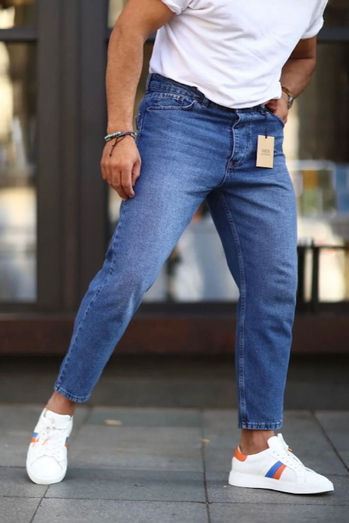 Dark blue boyfriend jeans clearance