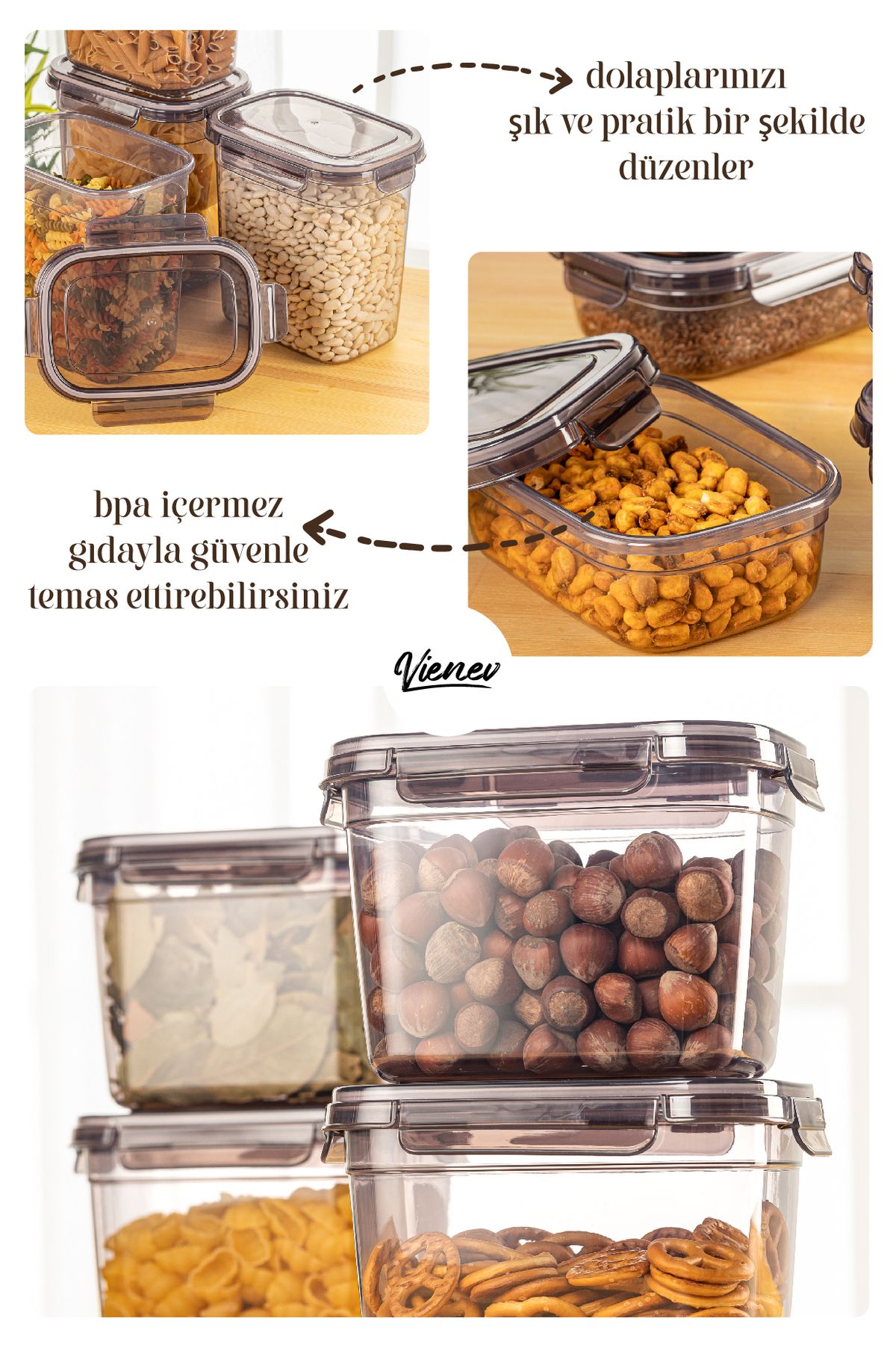 Vienev-6-Piece 0.67 Liter Sealed Rectangular Storage Container Set with Screen Printing Label 3
