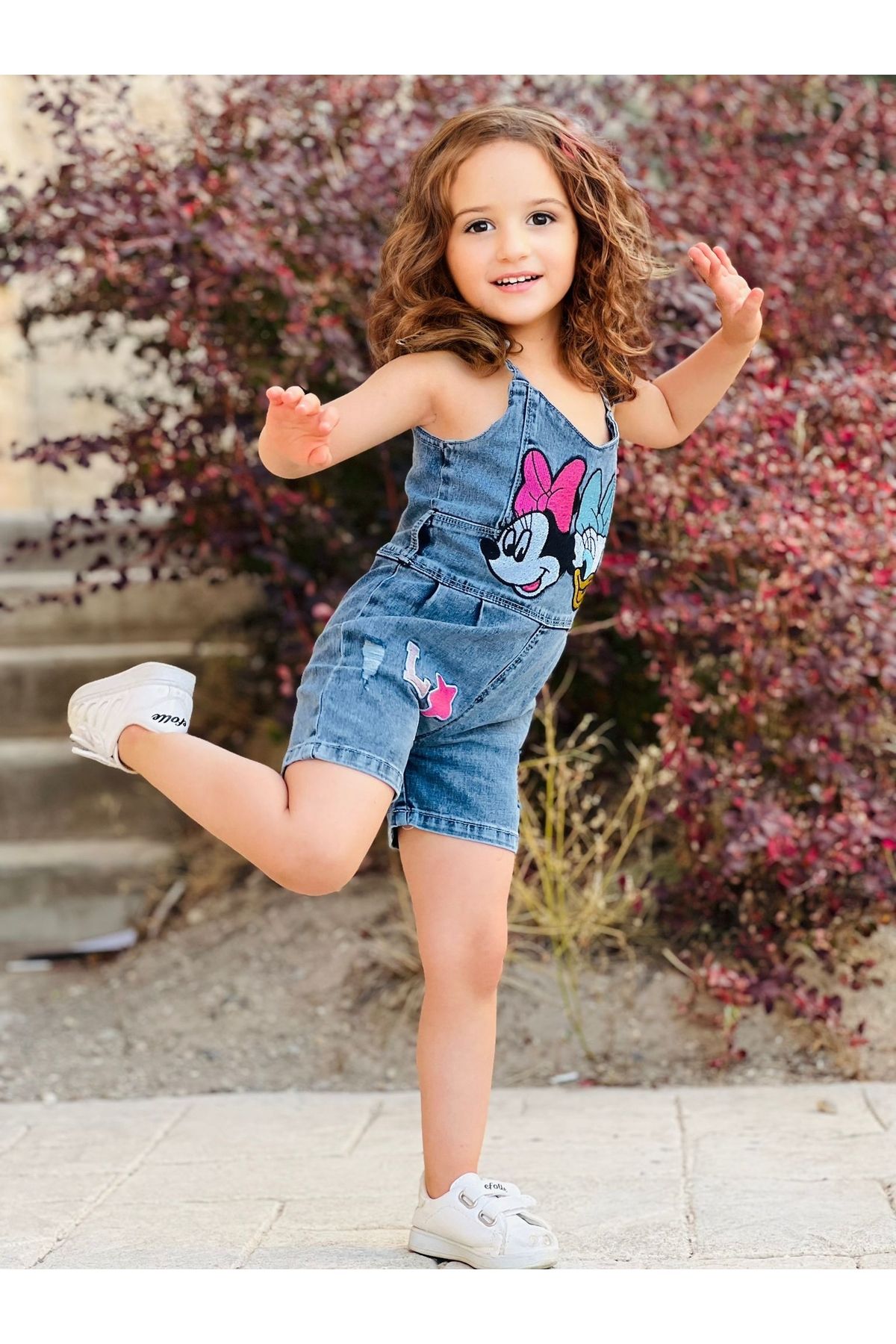 DUDOR K DS GIRL MINNIE DAISY DENIM SHORTS JUMPSUIT Trendyol
