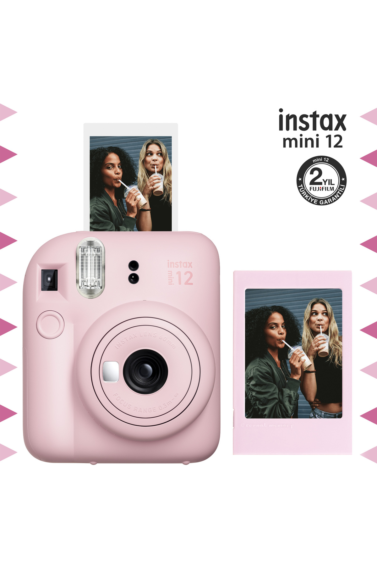 Instax mini 12 Pink Camera and Photo Frame Set