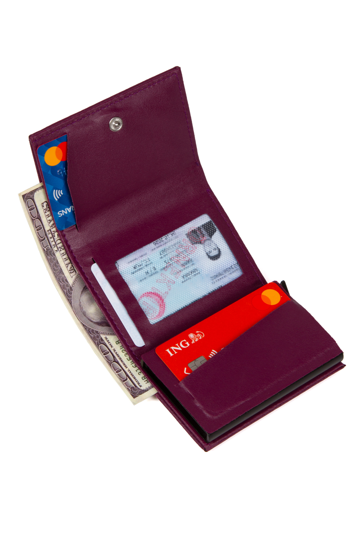 AVCA  Kadın Vegan Deri Mor Nakit Para Bölmeli Kızaklı Mekanizmalı Cüzdan Kartlık - Görsel 7