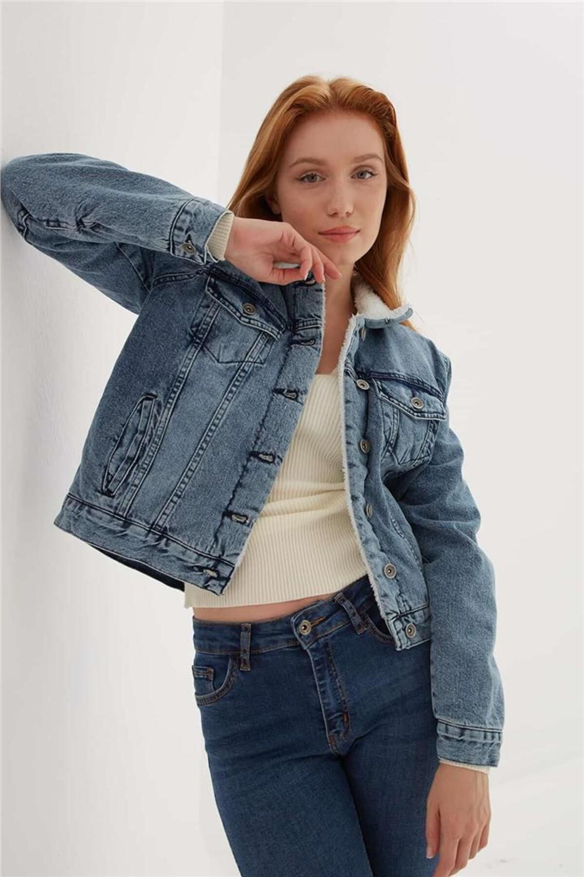 Fashion Friends Fur Lined Denim Jacket Blue