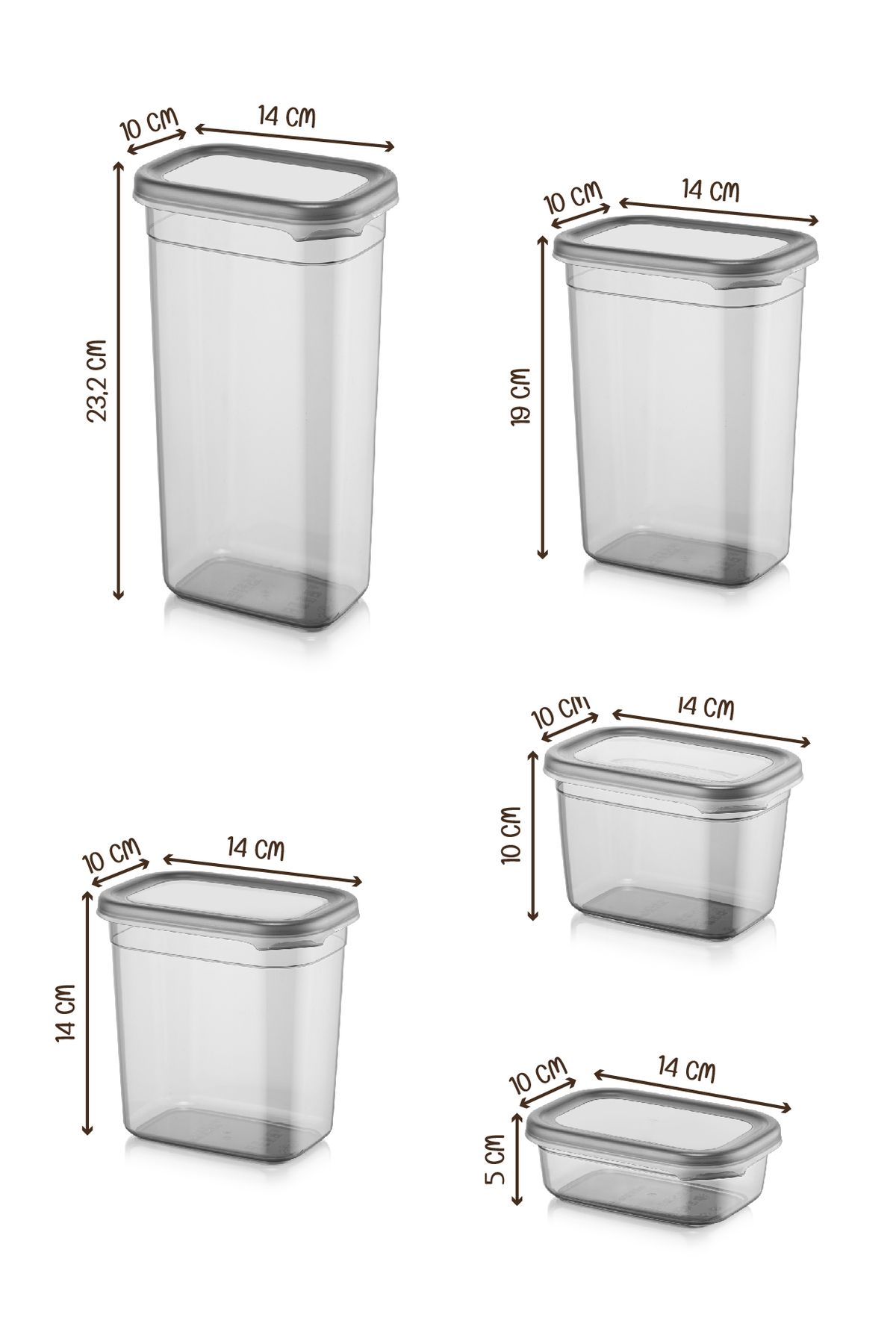 Vienev-Set of 30 Peggy Rectangular Storage Containers 6X(1.9 1.5 1.15 0.8 0.4 Liter) with Screen Printing Label 8