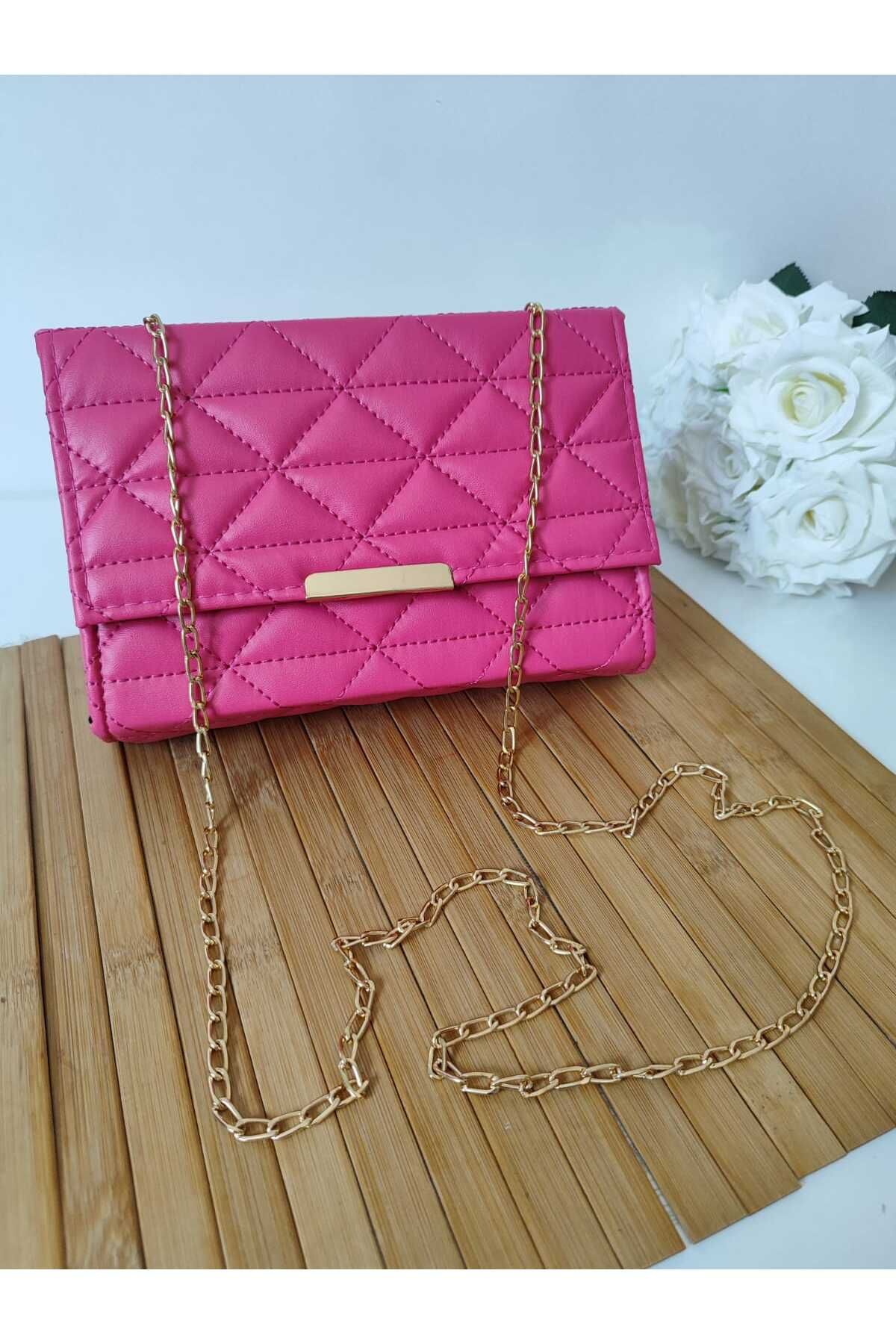 LOOP DESIGN Women s Fuchsia Chain Bag Clutch Bag Shoulder Bag Portfolio Bag Daily Bag