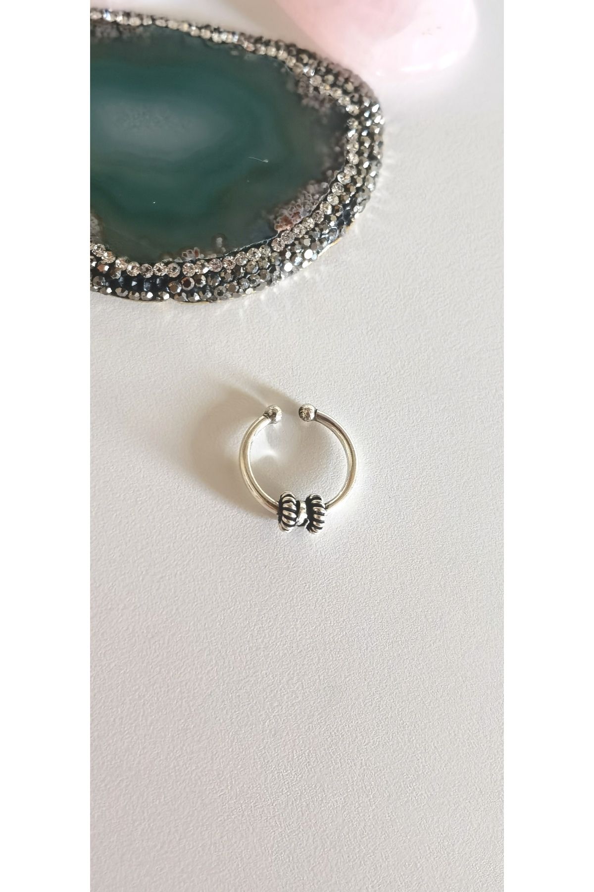 Bylin 925 Sterling Silver Ethnic Silver Ring Septum Fake Septum