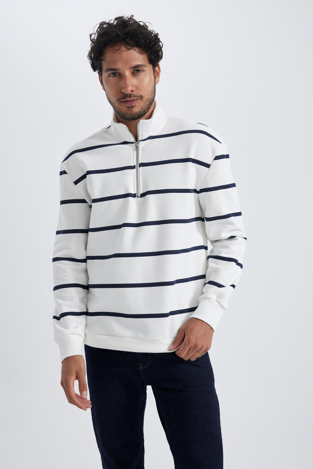 سویشرت مردانه سفید دفاکتو | A6541AX23AU اورجینال - تصویر 4