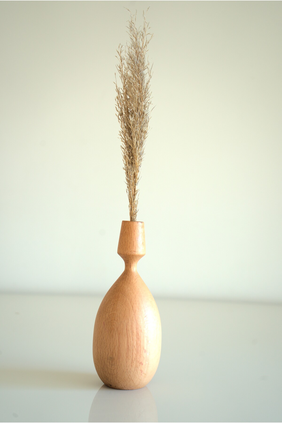 Minimalist Scandinavian Style Decorative Wooden Vase Pampas Branches