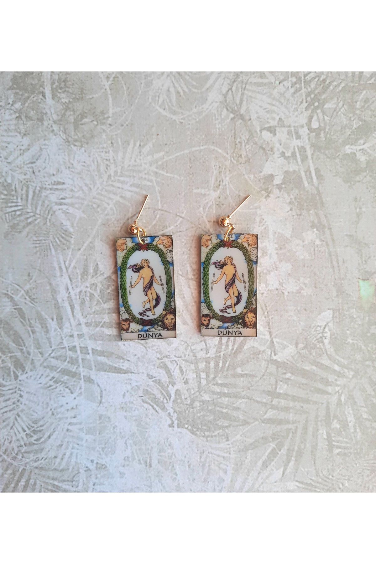 mensis creative-Stainless Steel and Tarnish Resistant Tarot Earrings - World Card Handmade 3