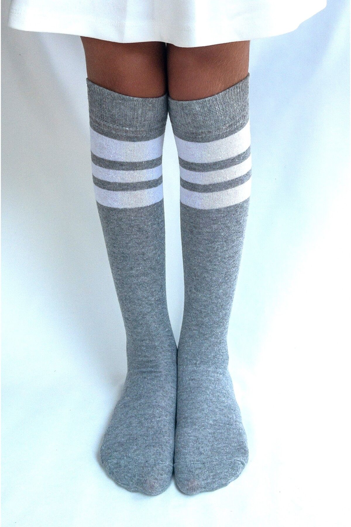 Girls grey knee socks hotsell