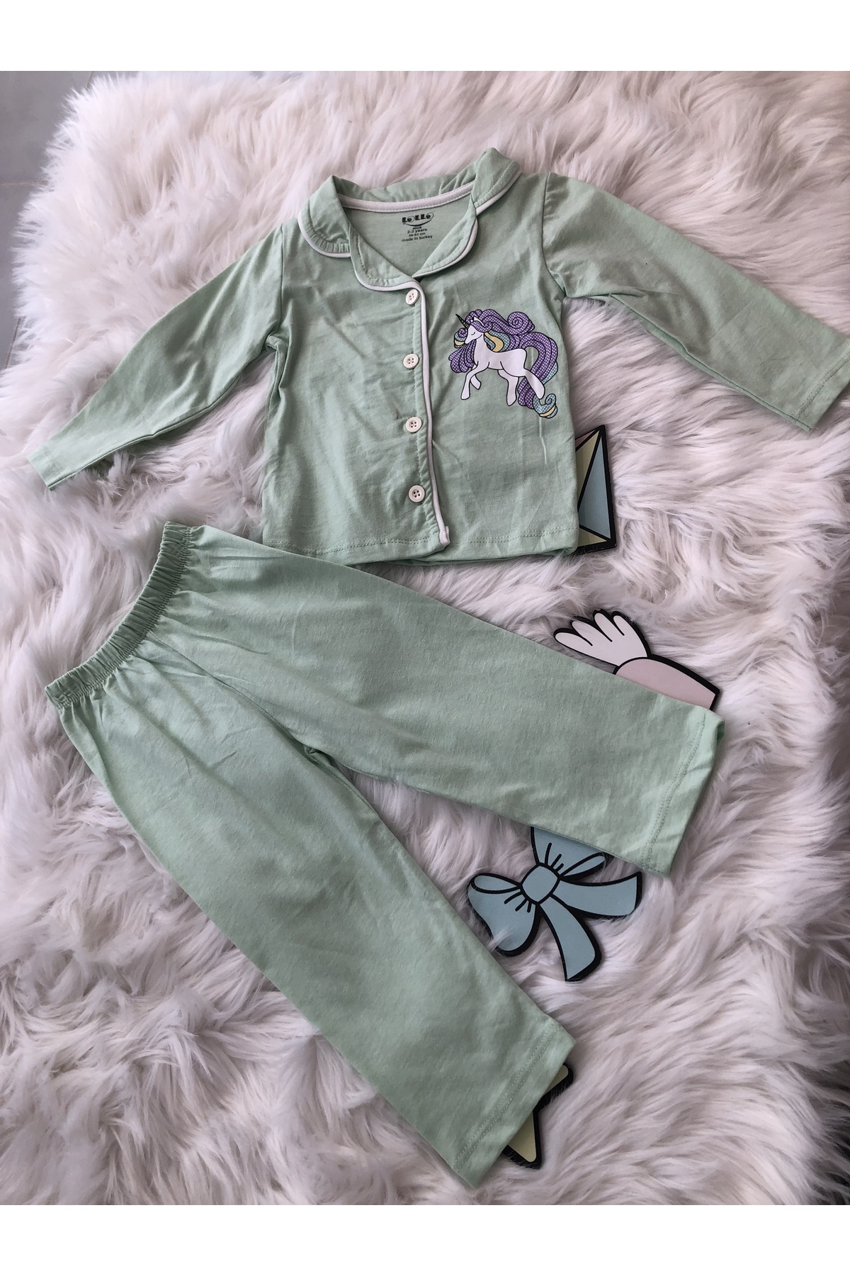 enjoy bebe Uzu Kollu Düğme Kapam Pijama Takım 1112 fotoğrafı 3 (önizleme)