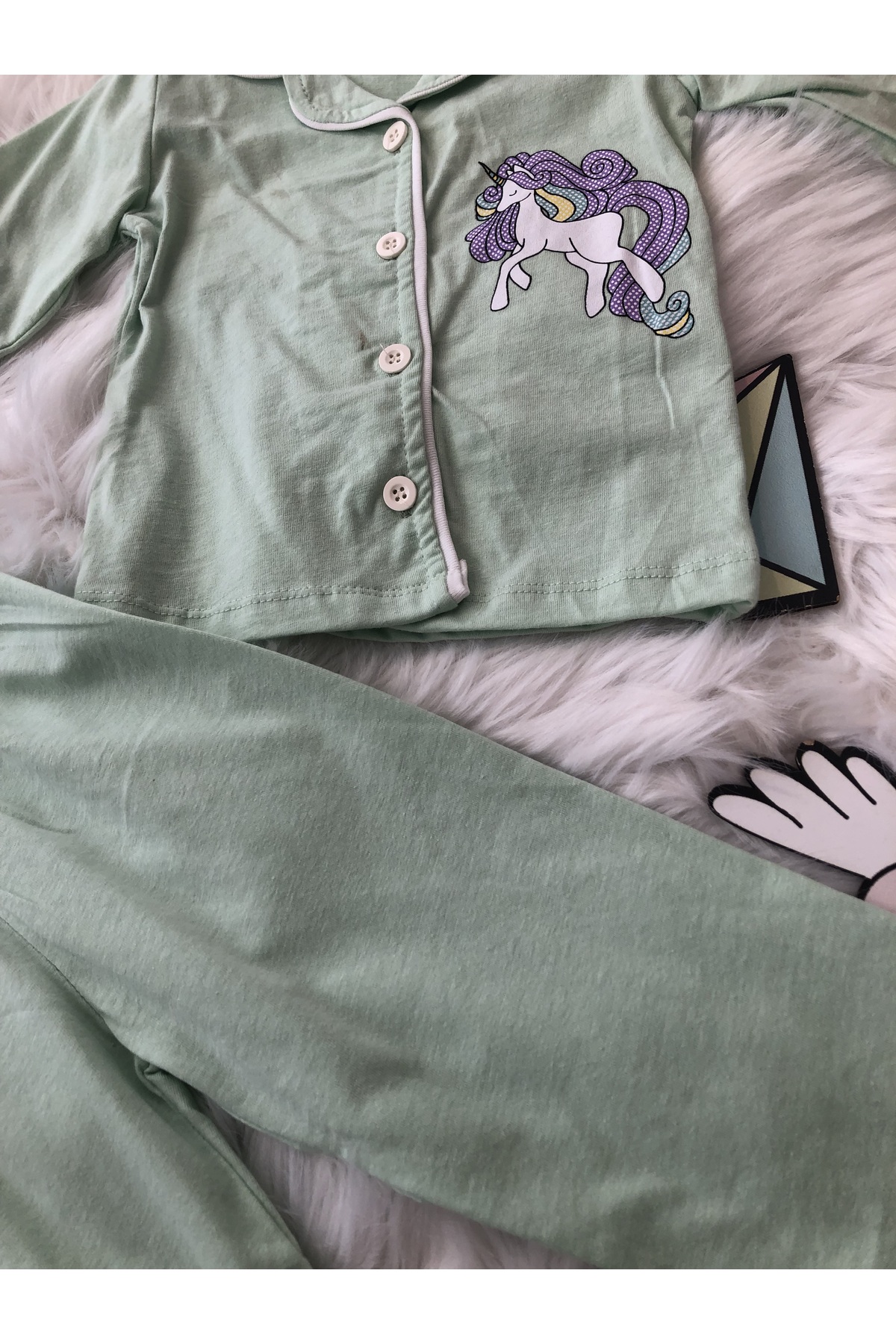 enjoy bebe Uzu Kollu Düğme Kapam Pijama Takım 1112 fotoğrafı 2 (önizleme)