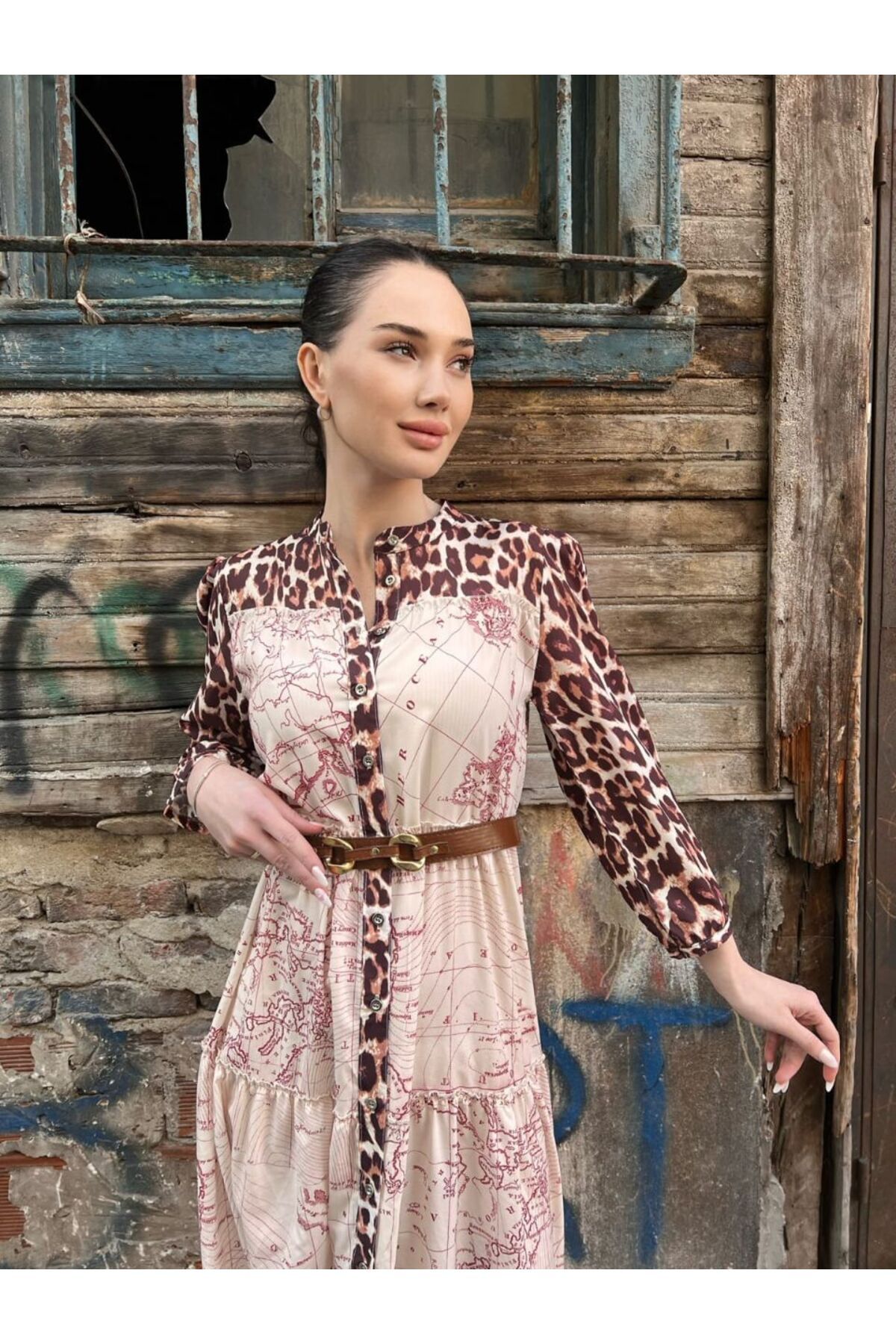 Leopard collar dress top