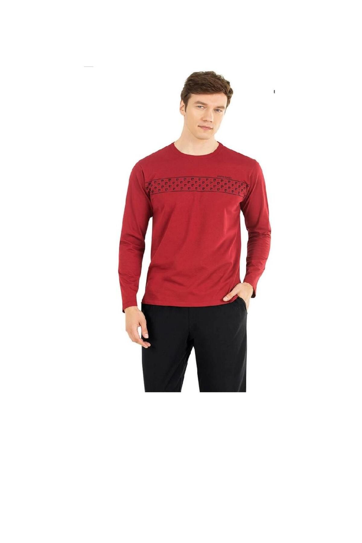 ست پیژامه قرمز مردانه لباس خواب CARDIN 6032 Pierre Cardin