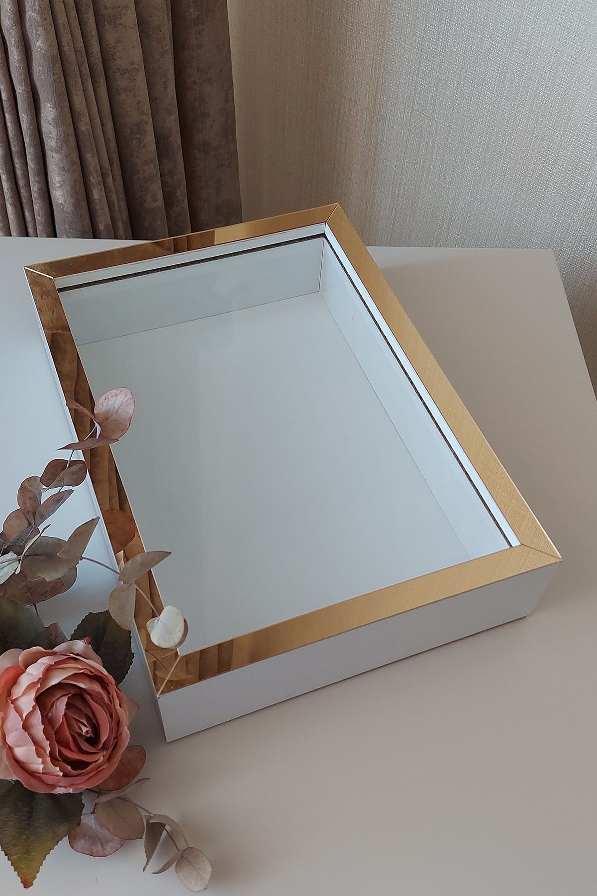 Verda Çerçeve-New Trend 25x35 cm χωρίς LED Πλαίσιο σχεδίασης χρυσό-λευκό Deep Rose! Κορνίζα μνήμης Rose Box! Χωρίς όνομα 4
