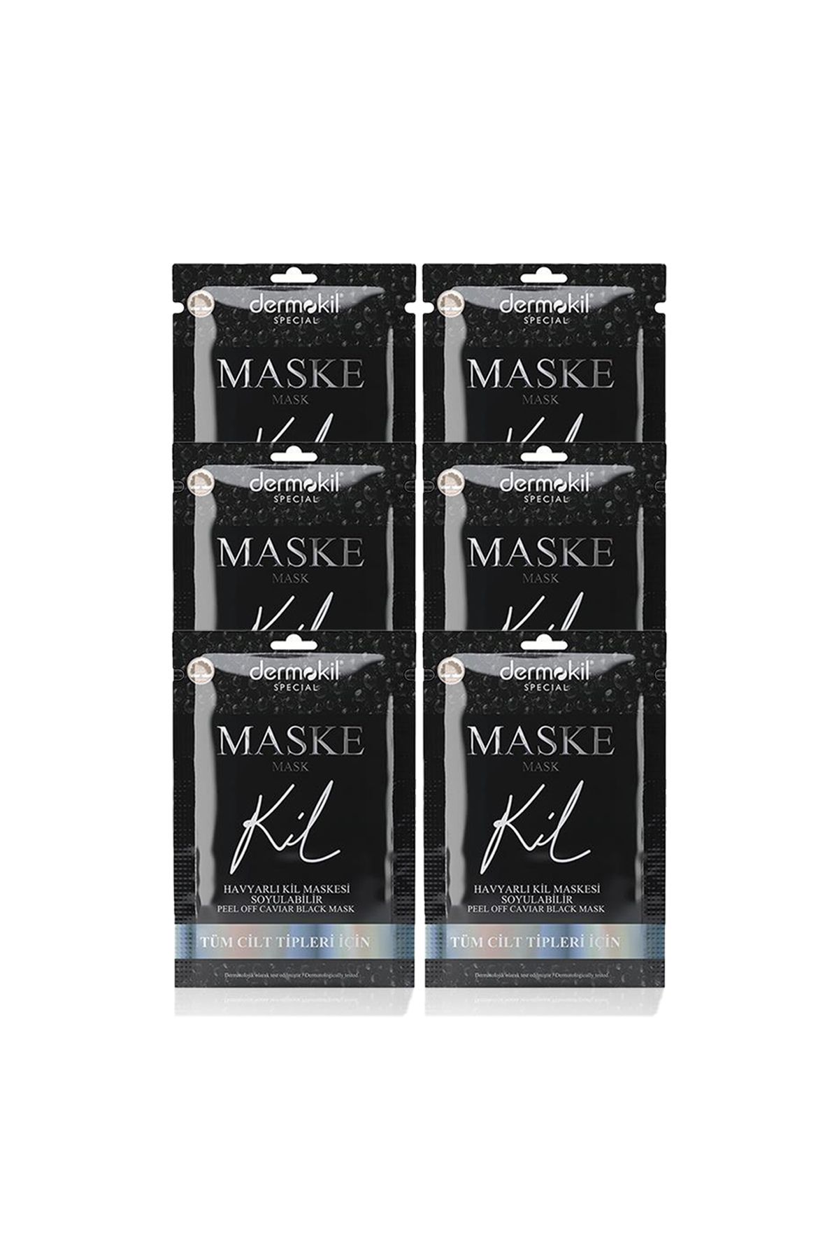 Dermokil-DERMOKİL Peelable Black Clay Face Mask with Caviar 15 ml (For All Skin Types) 6 Pieces 1