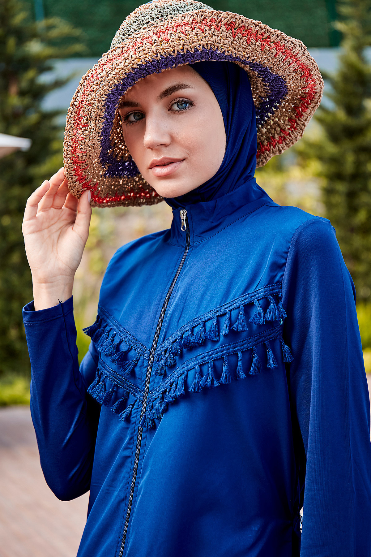 Marina-Тъмносин бански костюм с парашут от 3 части и дълъг, напълно покрит хиджаб 1998 г. 3
