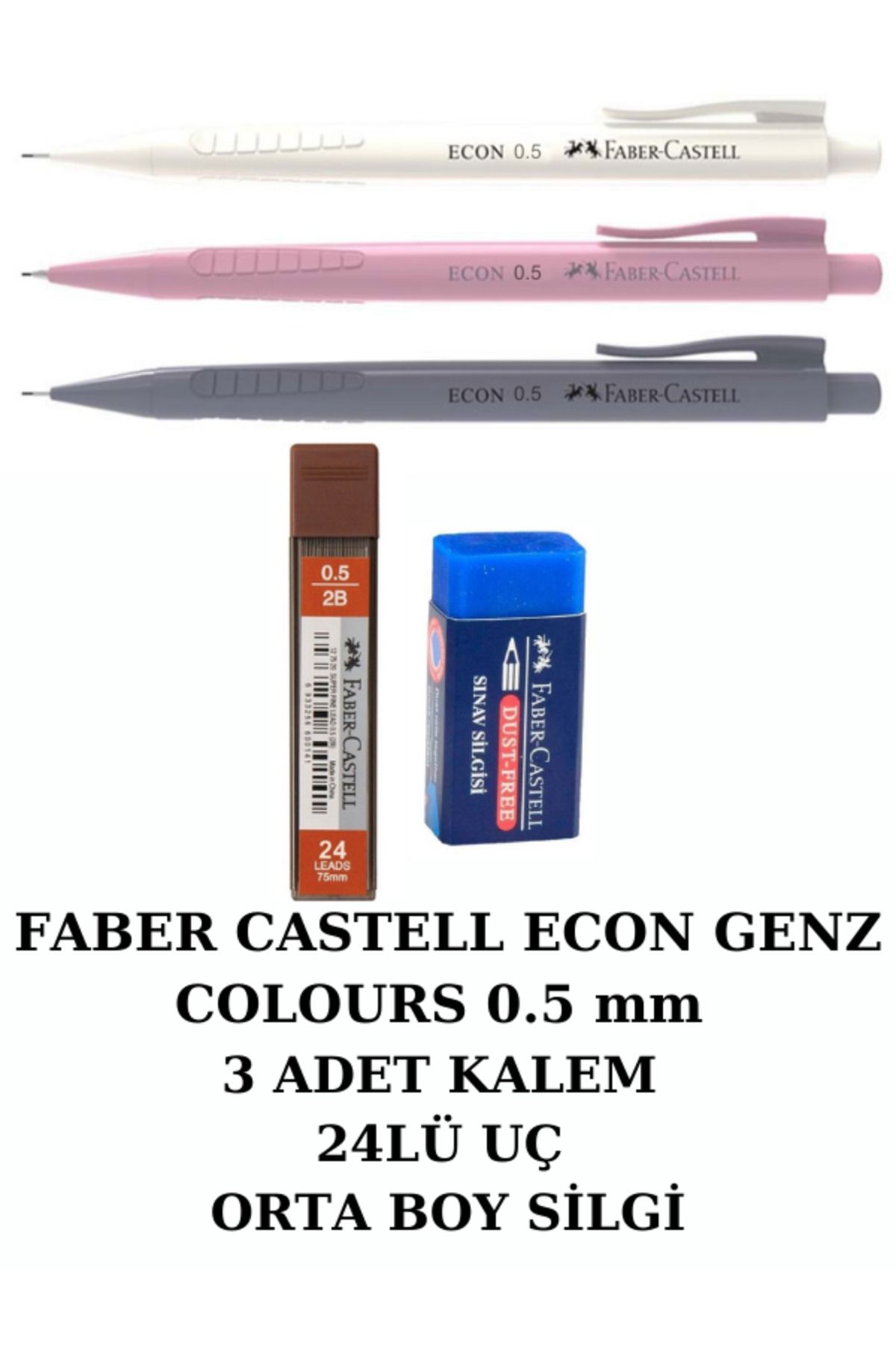 ECON 0.5 mm GENZ COLOURS 3 RENK SET + UÇ + SİLGİ
