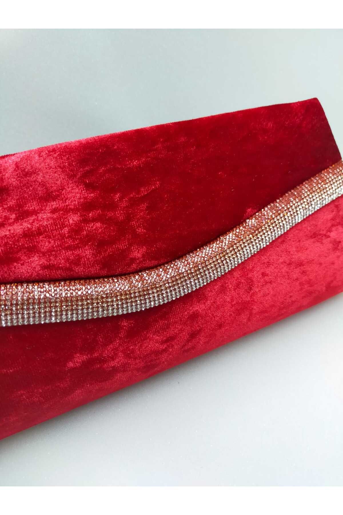 bsc Red Velvet Marbled Stone Evening Bag Trendyol