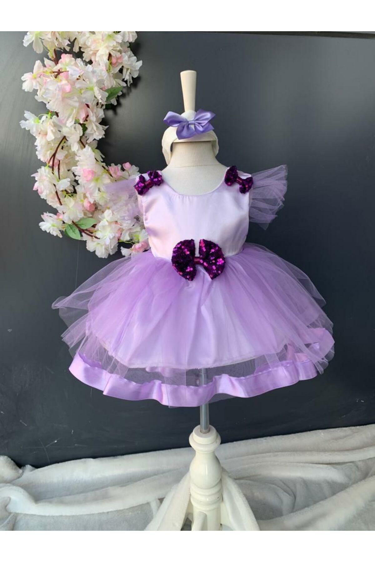 PİLEKİ BABY 0 6 AY PAYETLİ KIZ BEBEK MEVLÜT ELBİSESİ , ÖZELGÜN DÜĞÜN KINA ELBİSESİ fotoğrafı 6 (önizleme)