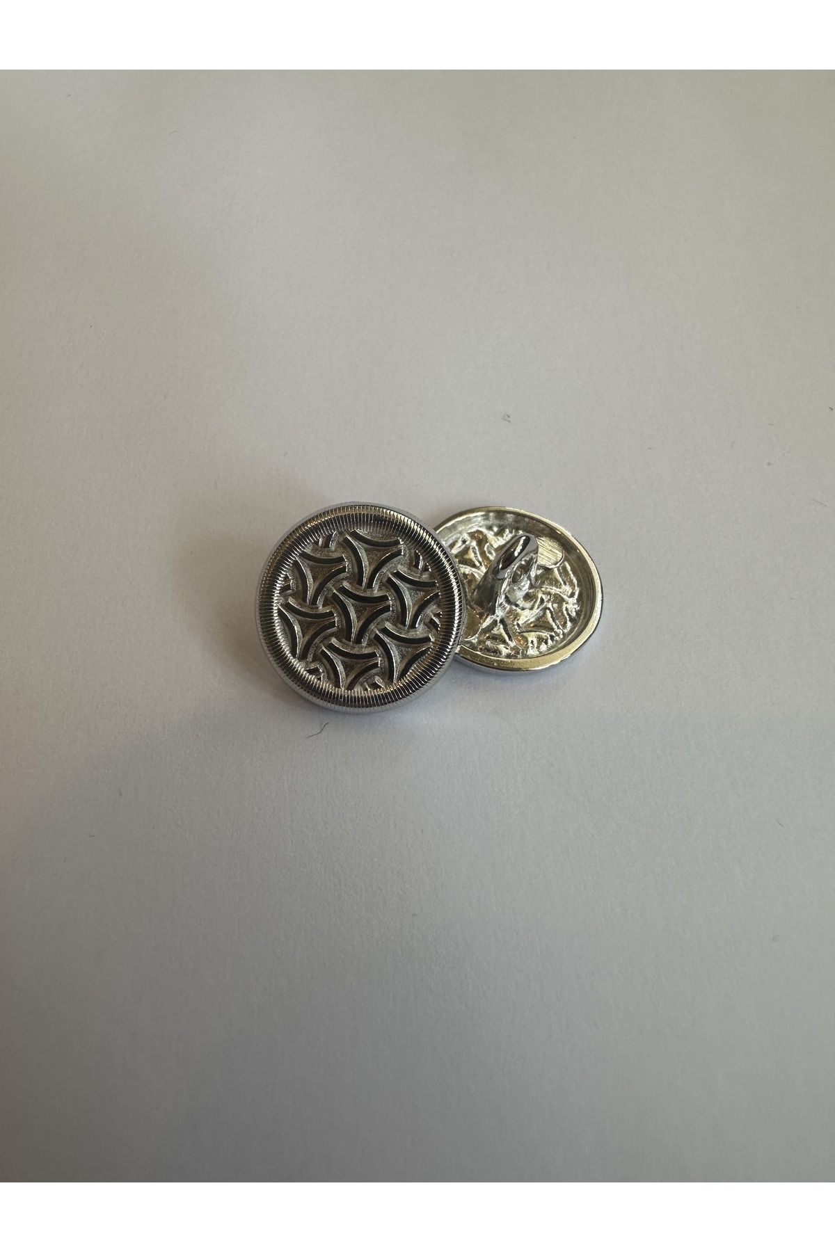 aensia-Silver Silver 23Boy Metal Button - Triangular Embossed Design, Trench Coat Jacket Button - Pack of 10 4