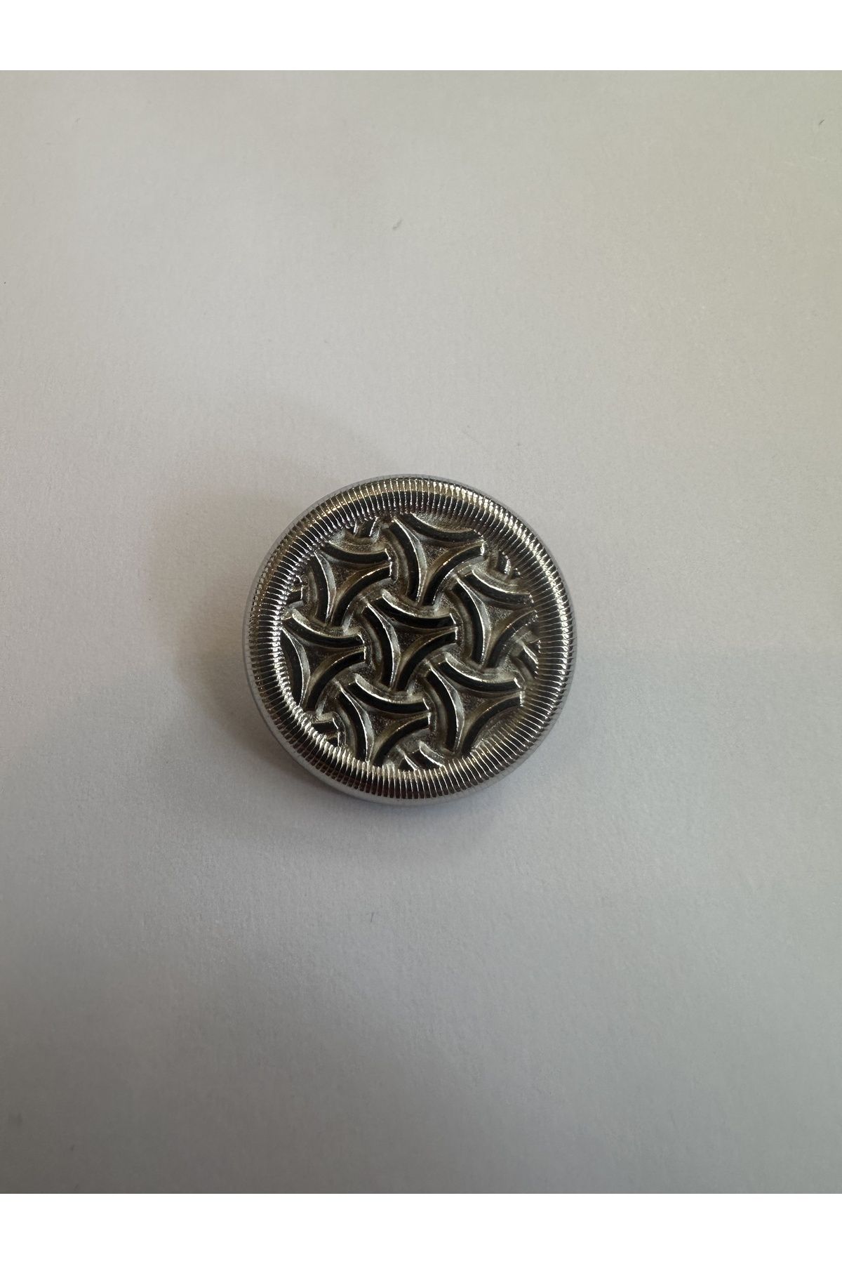 aensia-Silver Silver Over Triangle Embossed Design Button 36 Size Metal Button Trench Coat Jacket Button - Pack of 6 3