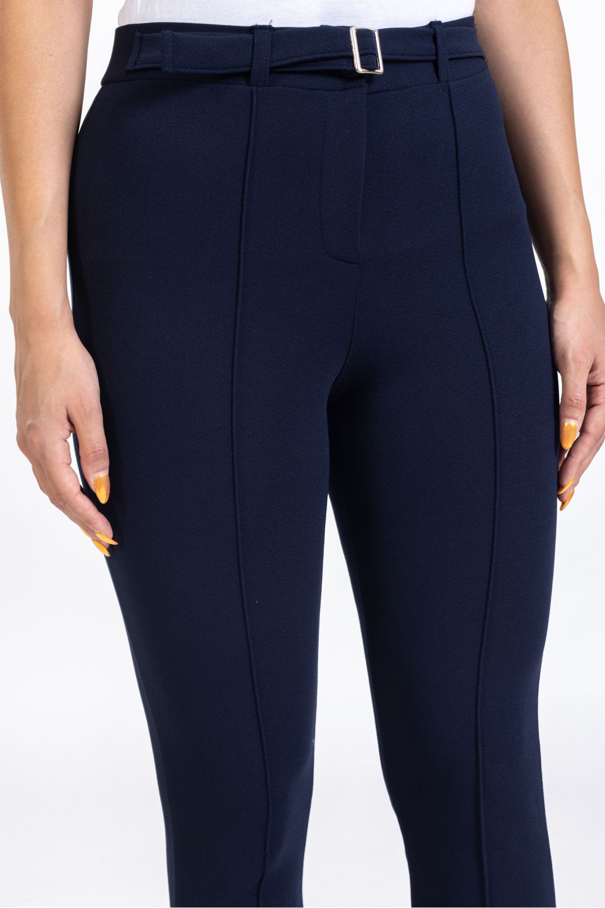 Navy slim fit trousers womens on sale