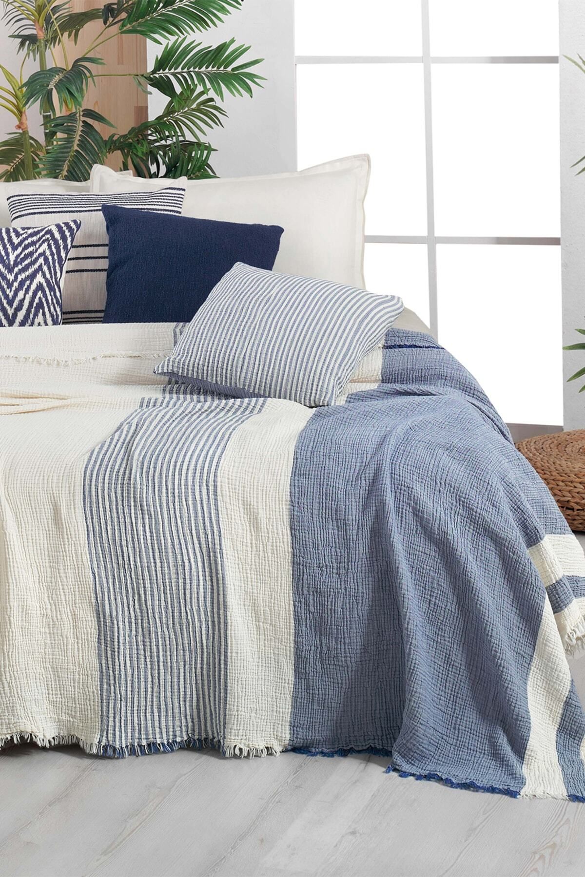 Sarev-Delphi Blue Single 100% Cotton Bedspread 5