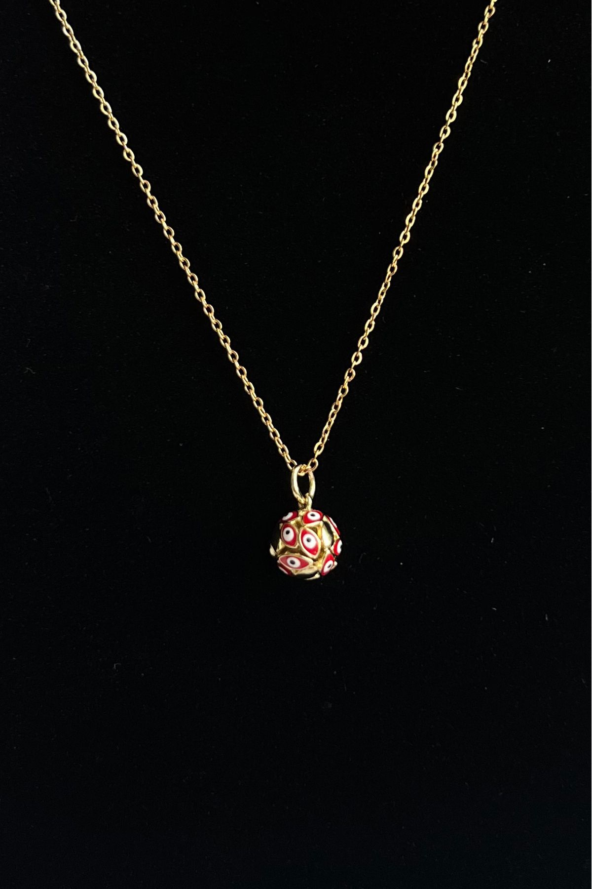 MODA Caprea Steel Evil Eye Knob Necklace Gold Color Tarnish