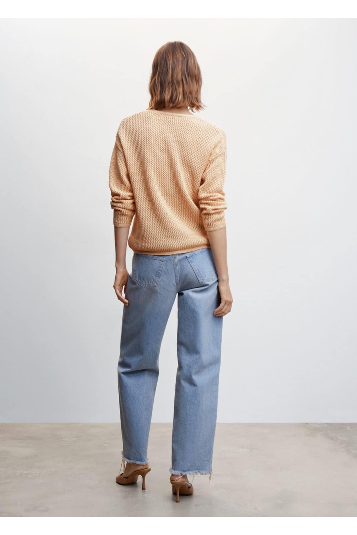 بافت و پلیور زنانه بژ منگوMANGO | 47005874 اورجینال - تصویر 4